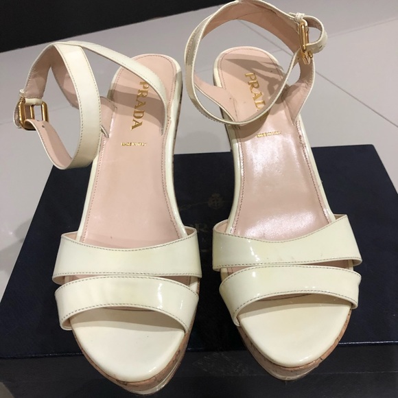 Prada ivory wedges sz8.5 - Picture 1 of 7
